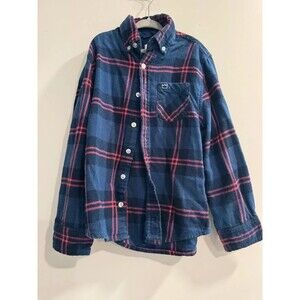 Girls Crown & Ivy Navy and Pink Button Down-Size Small